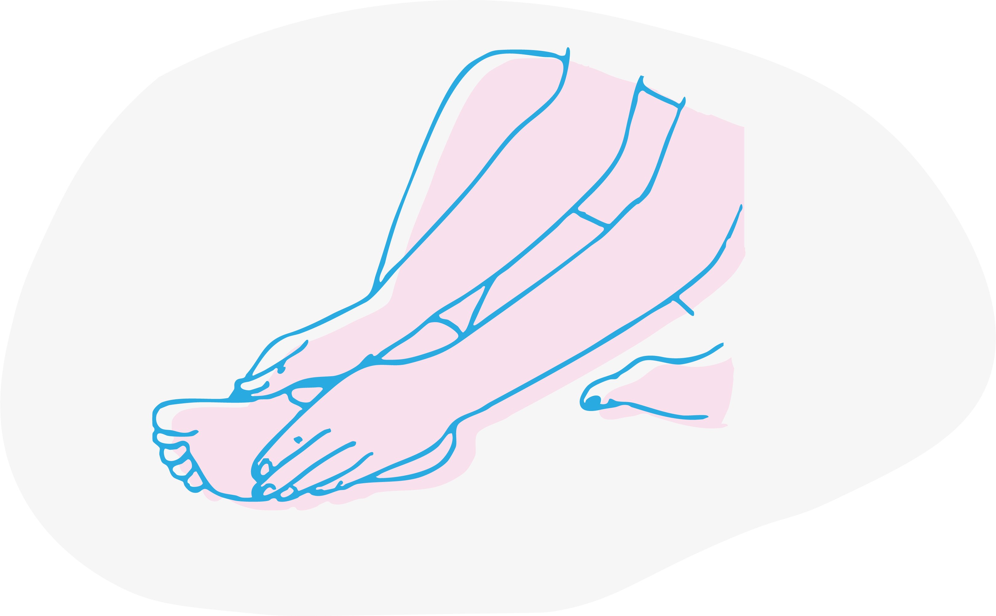 A figure of a foot being clasped by two hands.