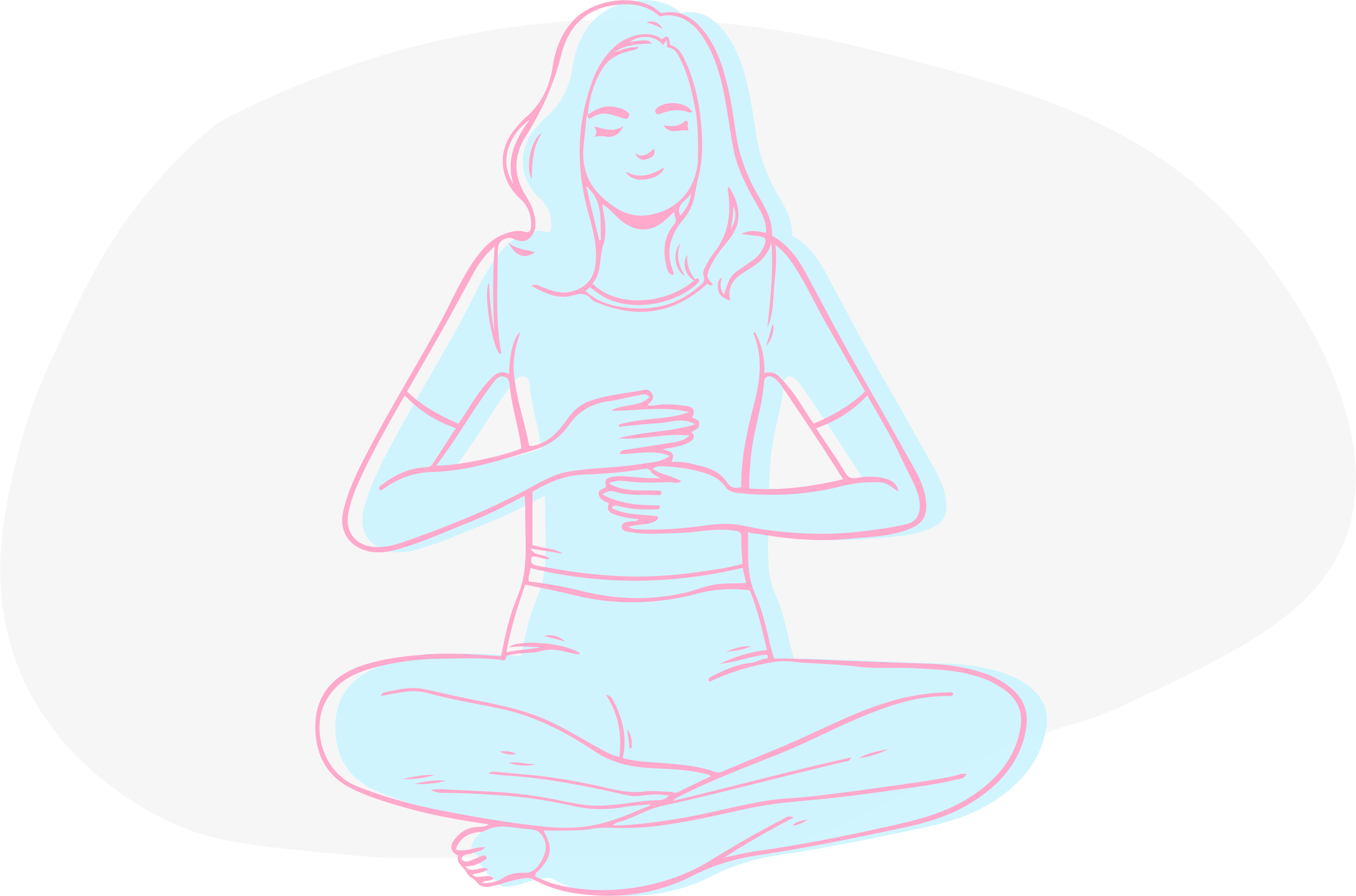 A figure of a woman in a reiki position, with one hand on her chest and the other on her navel.
